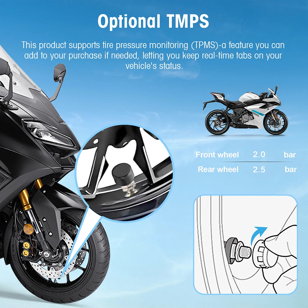 5 Inch Motorcycle GPS Navigation Wireless CarPlay Android Auto Multimedia Player Portable
