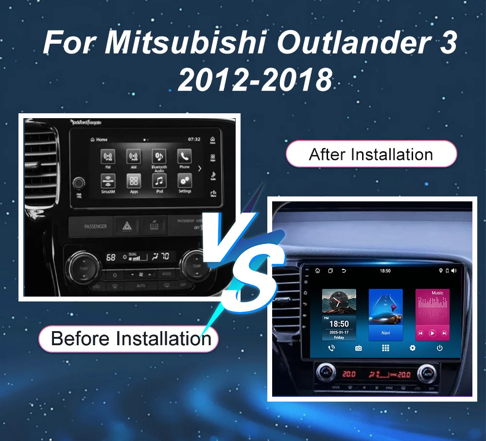Android 15 Car DVD Carplay QLED Screen For Mitsubishi Outlander 3 2012 -2018 Auto Radio St