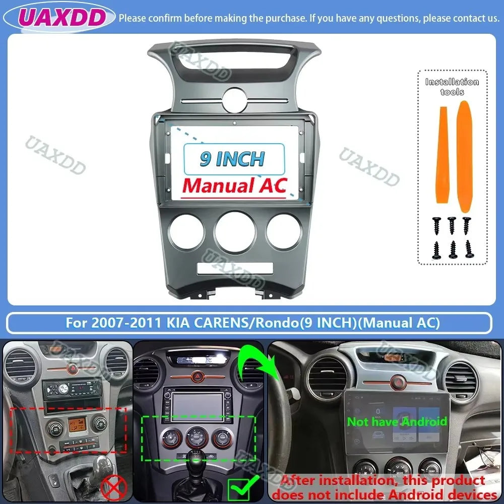 For KIA 2007-2011 carens rondo 9inch Car dvd radio android stereo frame panel fascia dashb