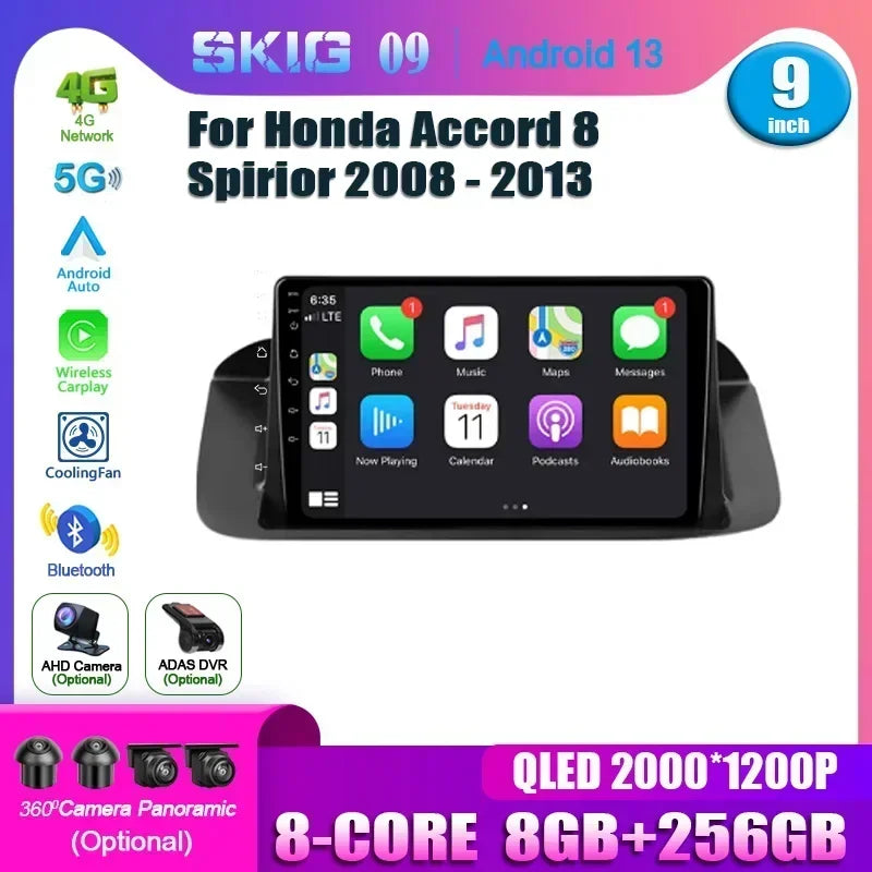 For Honda Accord 8 Spirior 2008-2013 Radio Carplay Car Multimedia Player Intelligent Syste