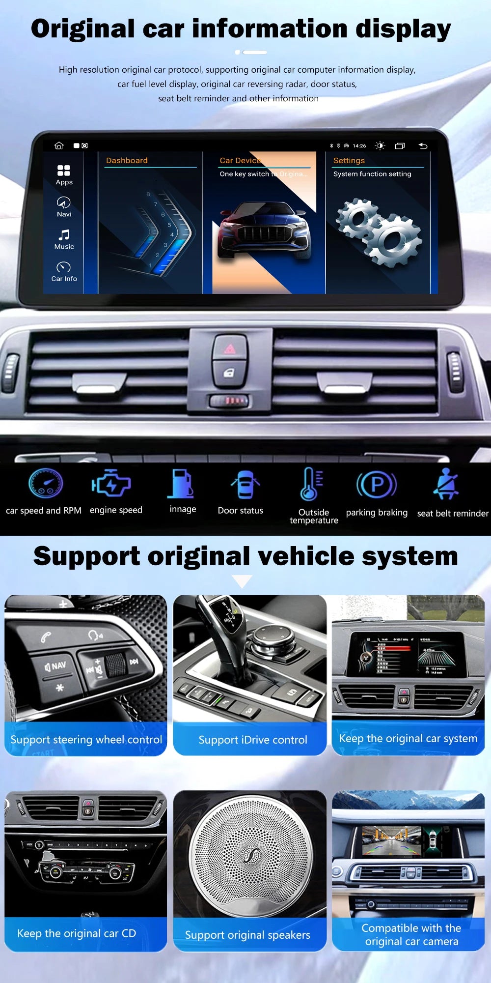 RHD Car Player Multimedia Original GPS Navigation CarPlay Auto 12.3 Inch Android Auto For