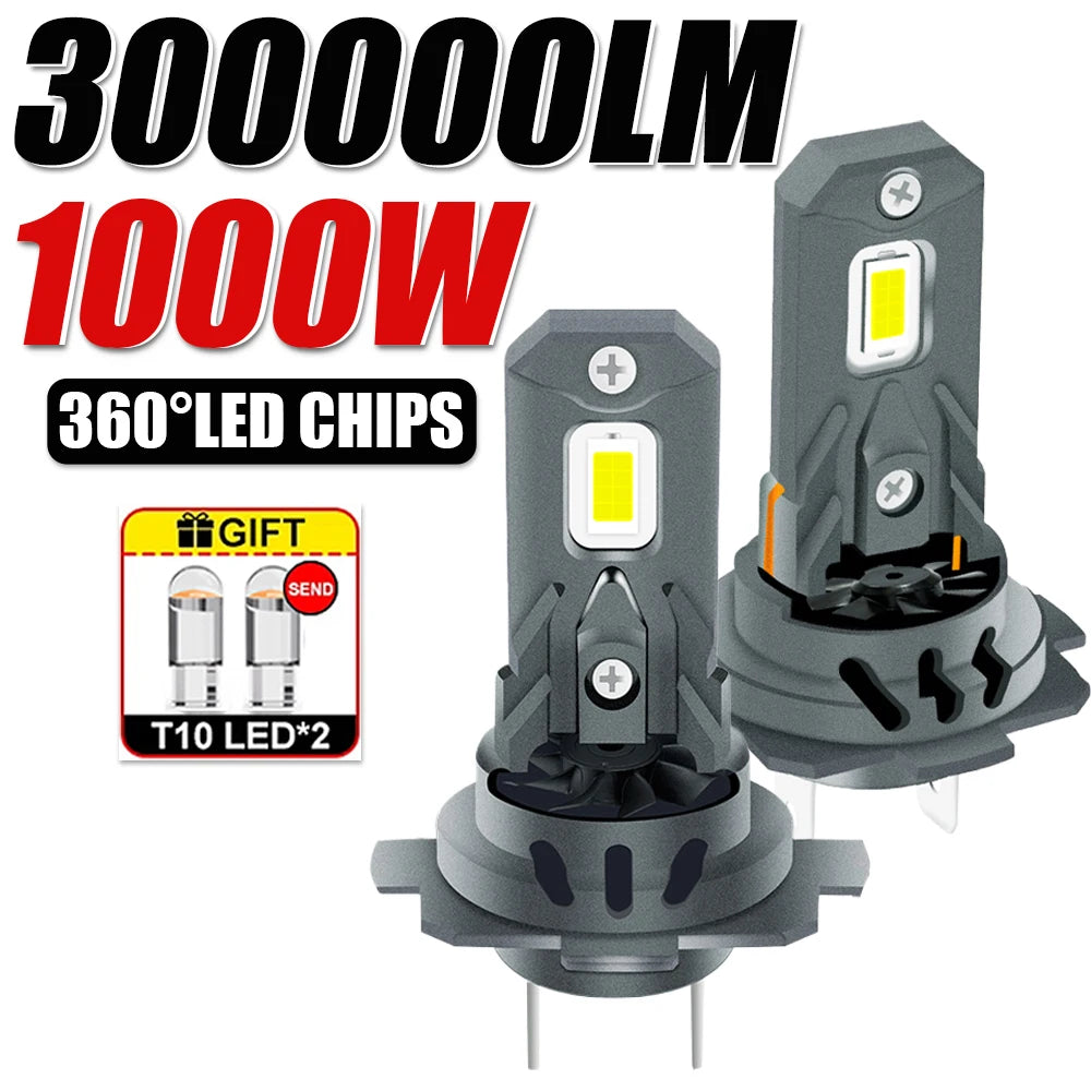 H7 LED Headlight Bulb Mini Wireless 1000W 300000LM 6500K CSP Car Headlamp Auto Diode Lamps