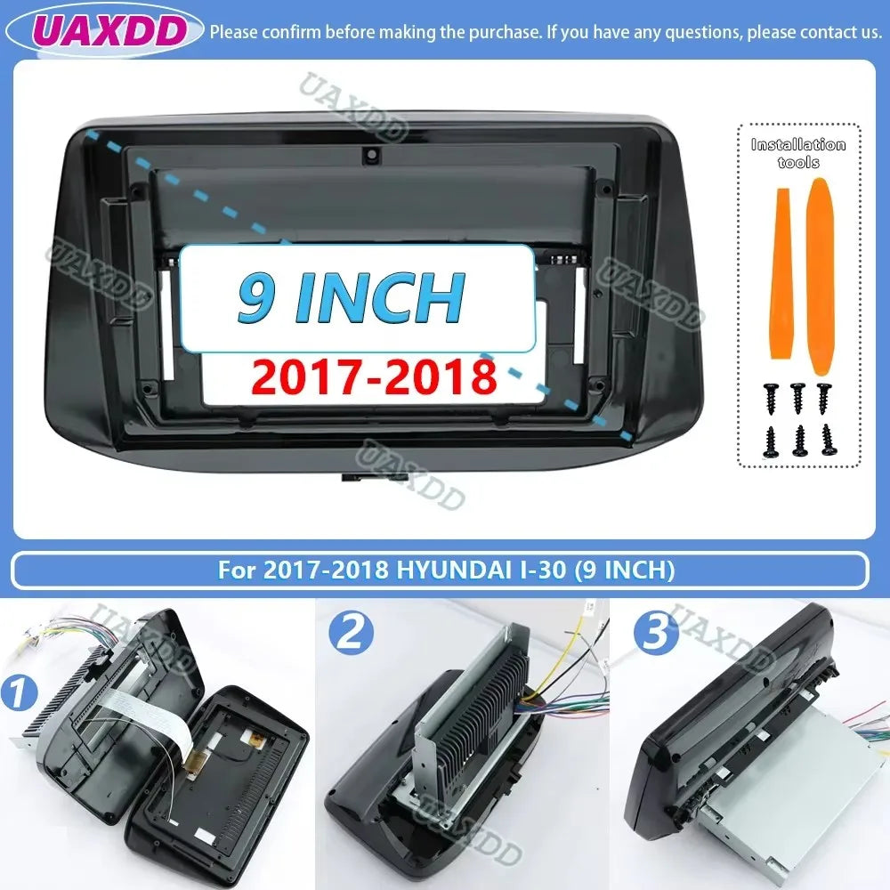 For 2011-2018 Hyundai I-30 9inch 2 Din Car stereo radio Android frame panel fascia cable v