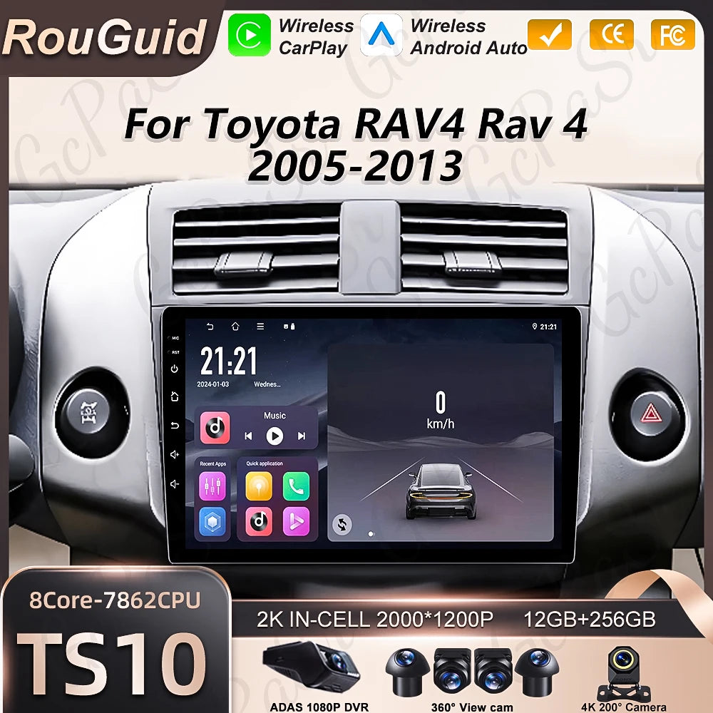 Android 16 Car Radio For Toyota RAV4 Rav 4 2005 - 2013 Carplay Auto Multimedia Player GPS  | AUTOKITSHOP