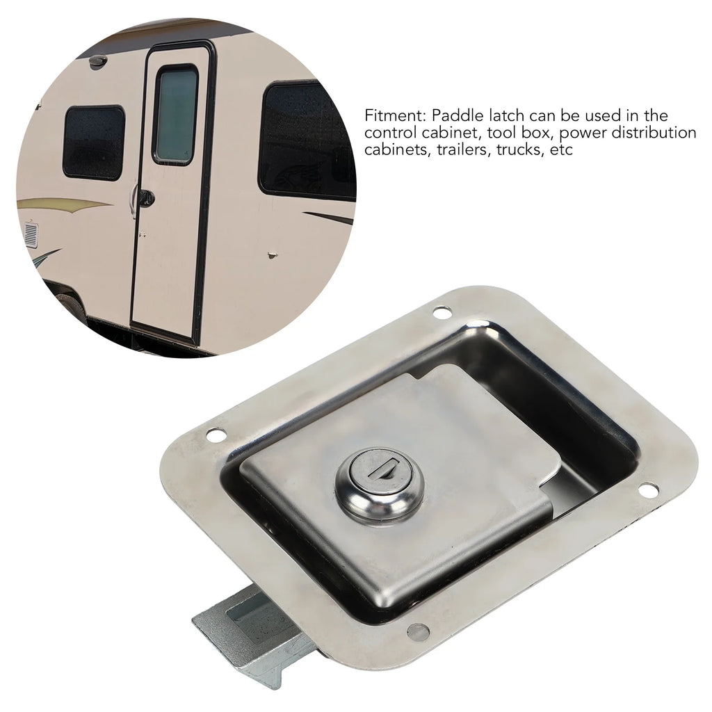 RV Paddle Handle Latch 304 Stainless Steel Heavy Duty RV Door Lock with 2 Keys for Travel Traile - Automotive LED Light