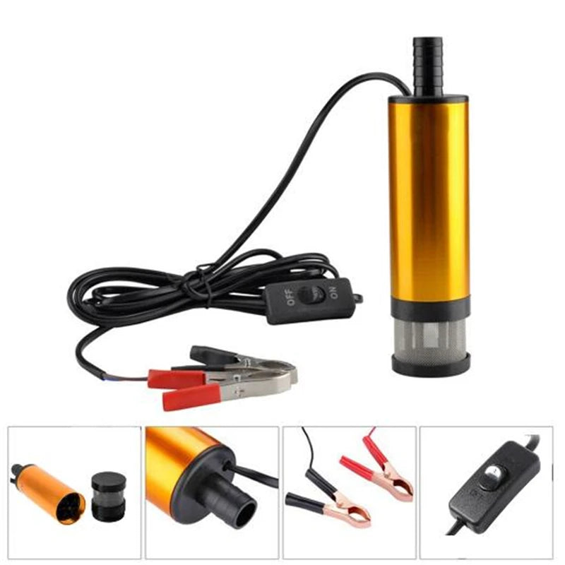 12V Aluminum Alloy Submersible Pump 38mm Water Oil Diesel Fuel Transfer 12 L/min