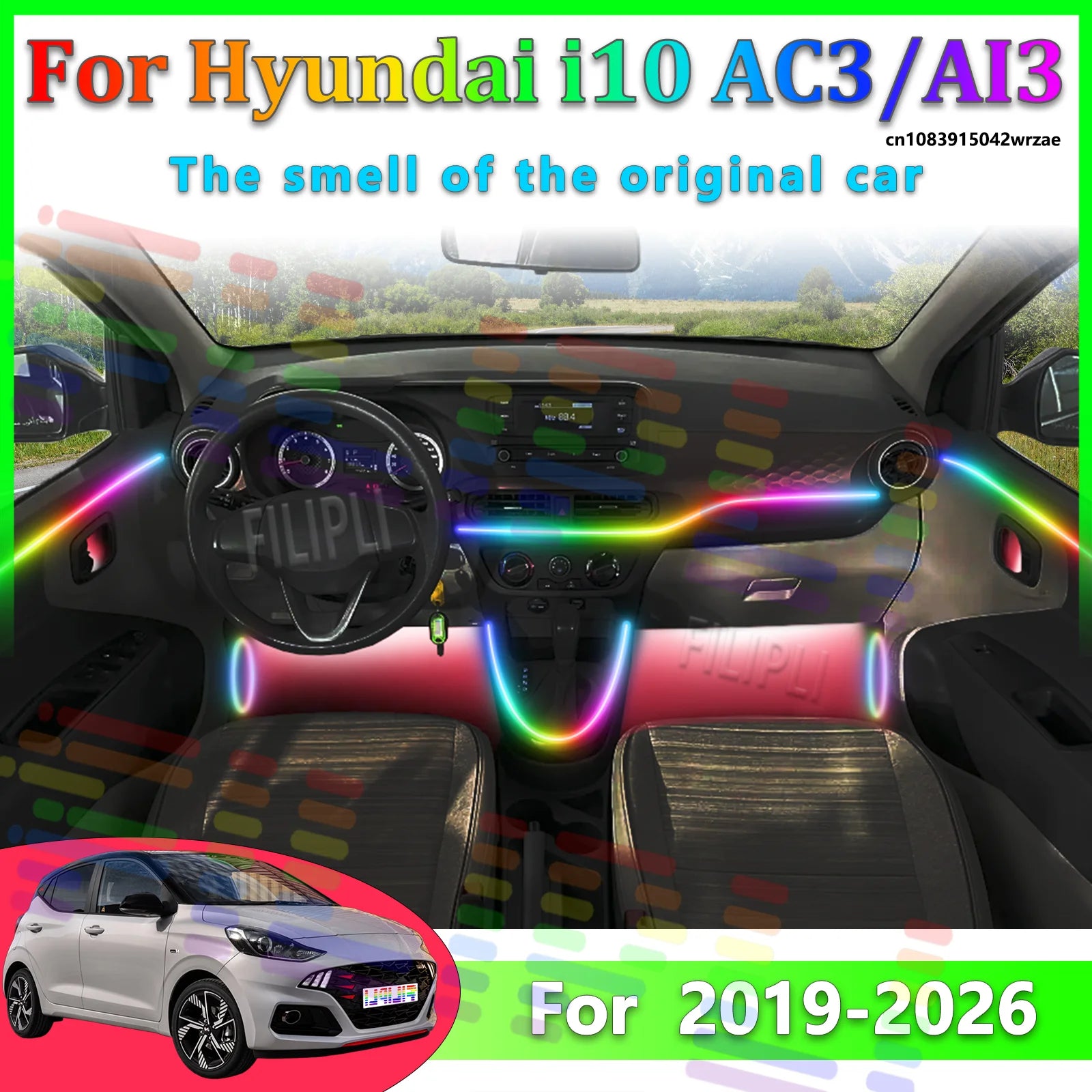 64 RGB - Neon Strip - for Hyundai AC3 AI3 - App Control - Car Interior Lighting | AUTOKITSHOP