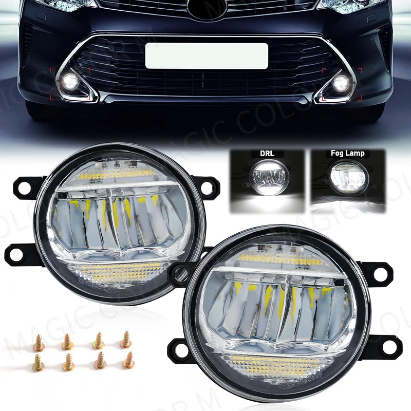 2in1 Car LED Fog Light DRL Daytime Running Lamp for Toyota Corolla Camry Prius Tacoma RAV4 | AUTOKITSHOP