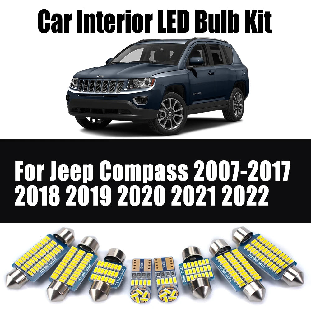 LED Interior Light Kit for Jeep Compass 2007-2017 - Canbus Dome Map Door Trunk Bulbs | AUTOKITSHOP