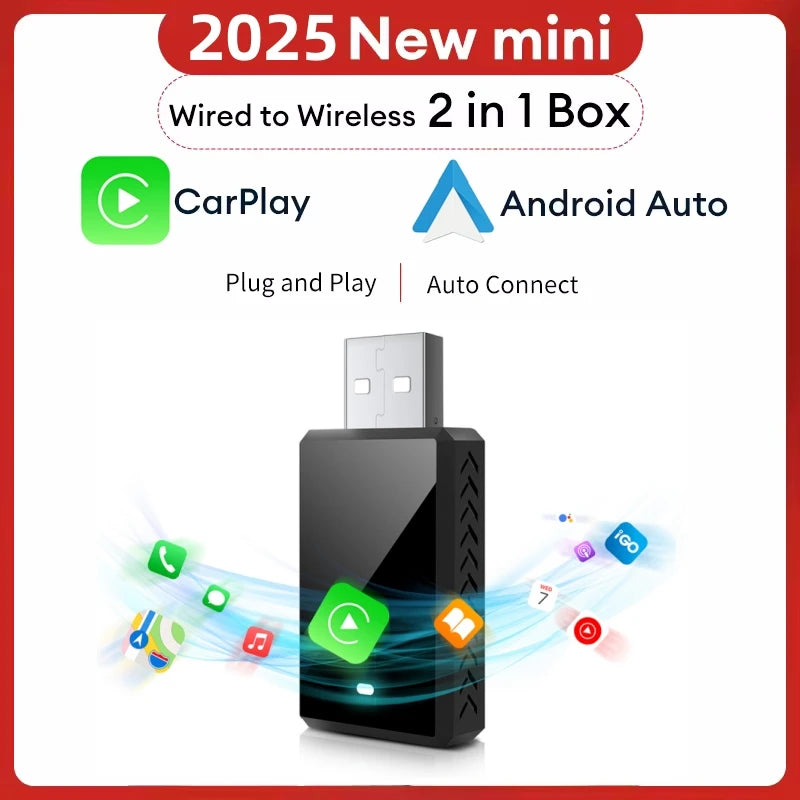 2in1 Wireless Carplay Adapter Android Auto Smart Dongle Mini Box Plug And Play For Volvo B | AUTOKITSHOP