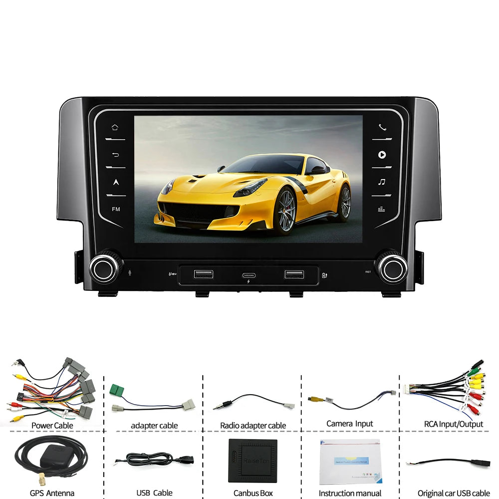 7" Android Car Radio Type-C Wireless CarPlay Android Auto GPS Navigation Bluetooth Steering Control for Honda Civic 2016