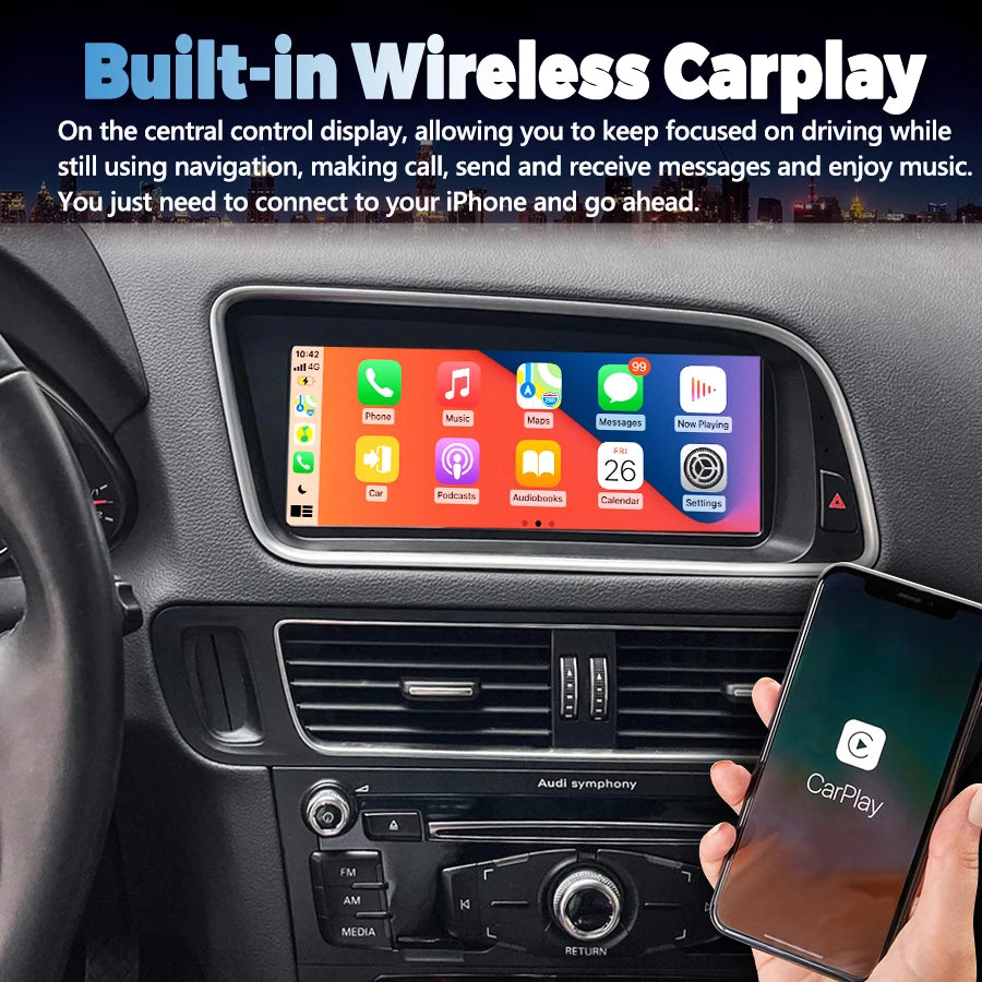 Car Multimedia Video Player Android 15 Auto AHD Qled Screen For Audi Q5 2009-2017 4G GPS 8