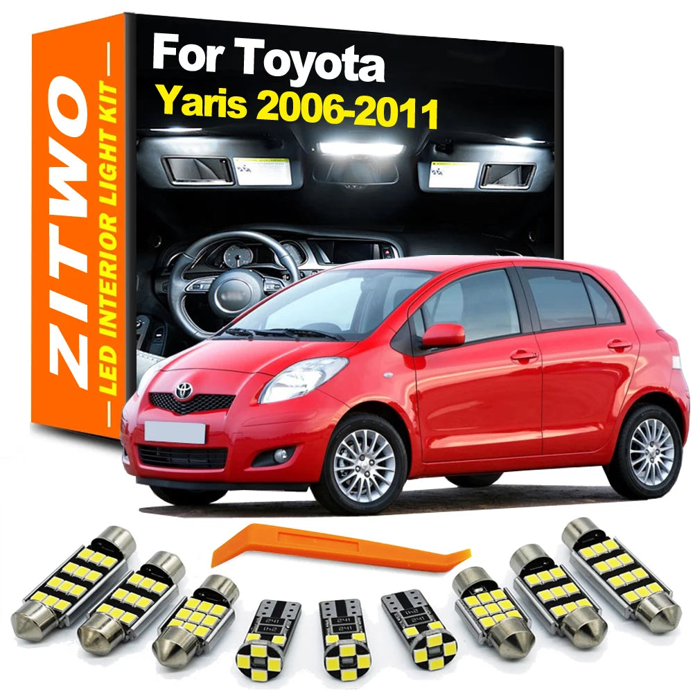 ZITWO 9Pcs Canbus LED Interior Dome Map Trunk Light Kit For Toyota Yaris 2006 2007 2008 2009 201 - Canbus LED Car Light