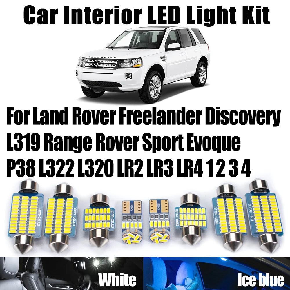 LED Interior Light Kit for Land Rover Freelander Discovery L319 Range Rover Sport Evoque P38 L322 L320 LR2 LR3 LR4 1 ...
