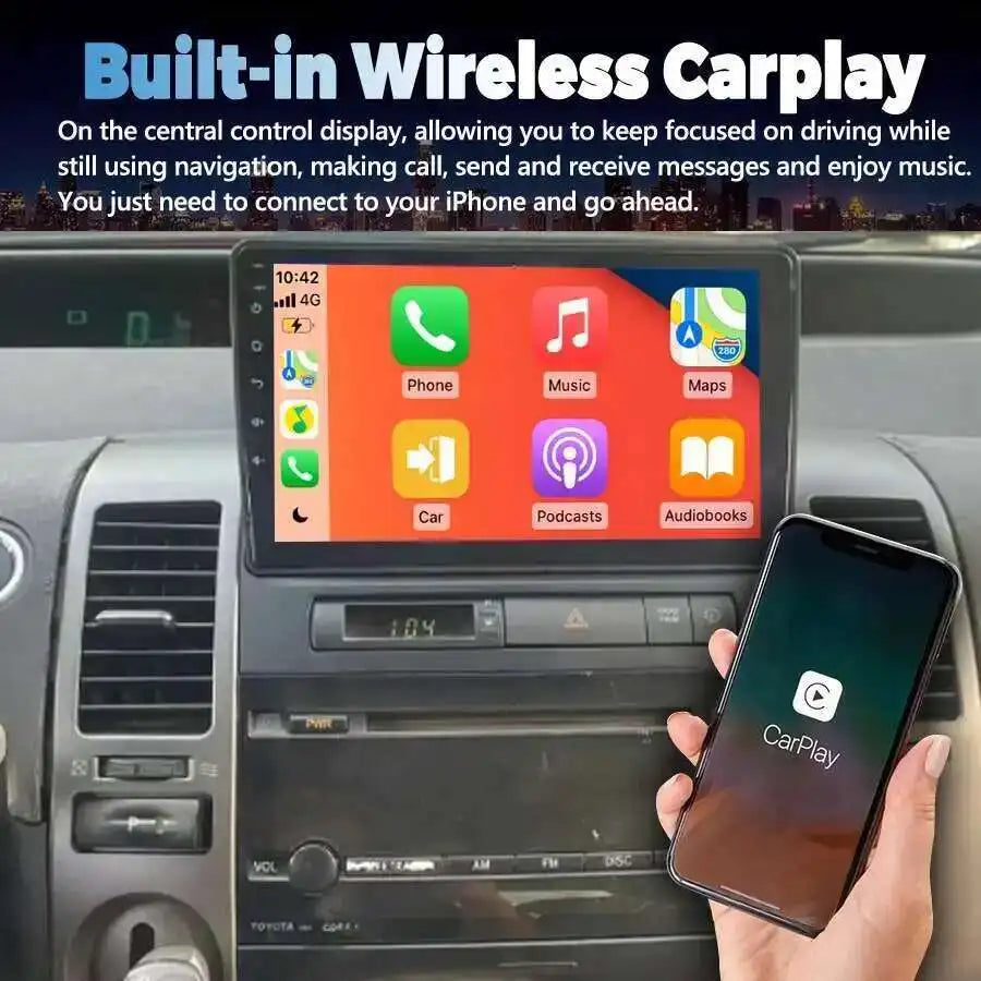 Android 15 Car Radio Stereo 9inch AI Voice CarPlay For Toyota Prius 2006 GPS Navigation Mu