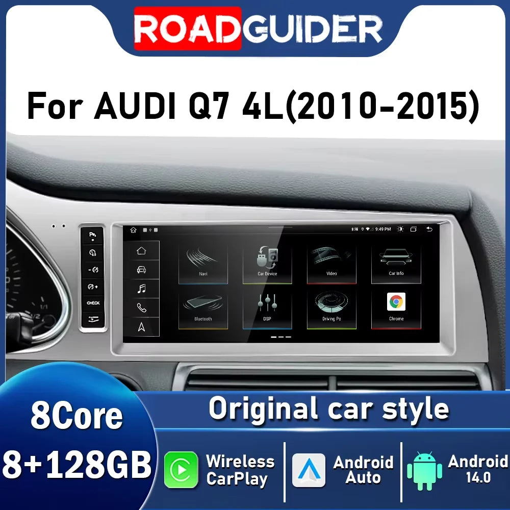 10.25INCH 8+128GB Android 14 CarPlay For Audi Q7 4L 2010-2015 MMI 3G Car Multimedia Player
