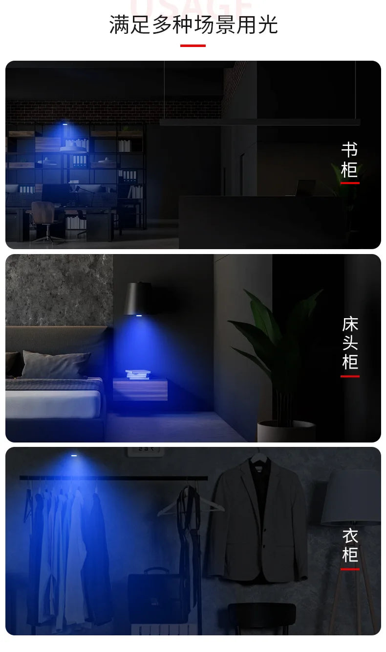 Car LED Touch Lights Wireless Interior Light Magnetic Auto Door Light Roof Ceiling Lamp Reading Lamp USB Rechargeable 5V