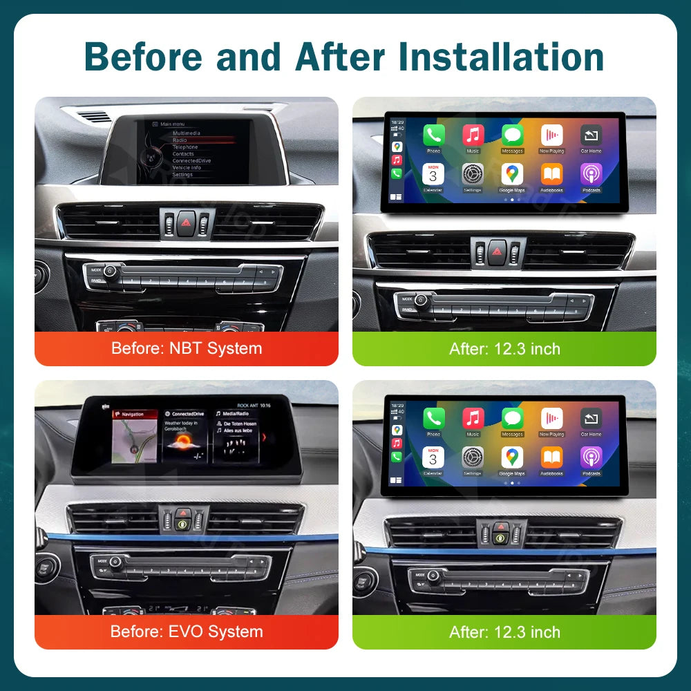 RoadTop 12.3' Wireless CarPlay Car Multimedia Touch Screen For BMW X1 F48 2015-2022 NBT EV