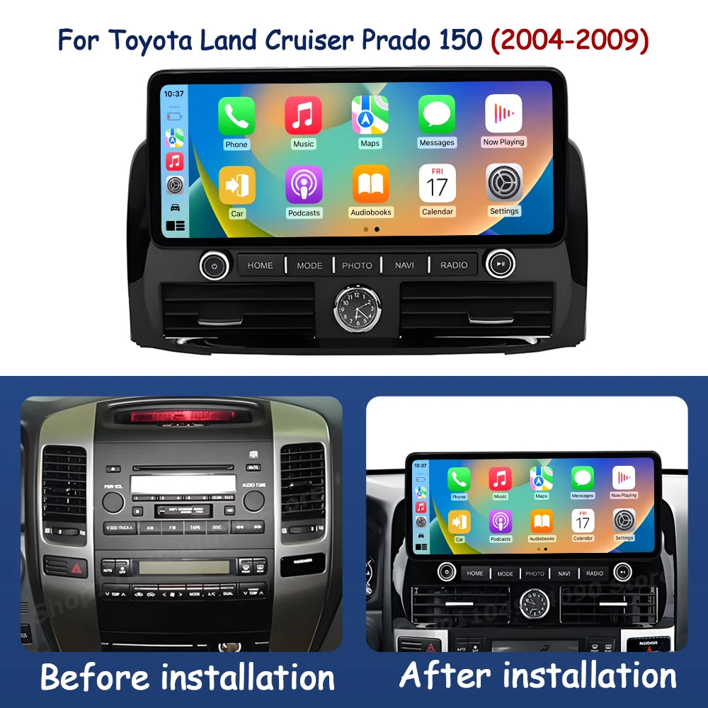 for Toyota Land Cruiser Prado 150 2004 - 2009 Car Display Screen Multimedia Radio Player W