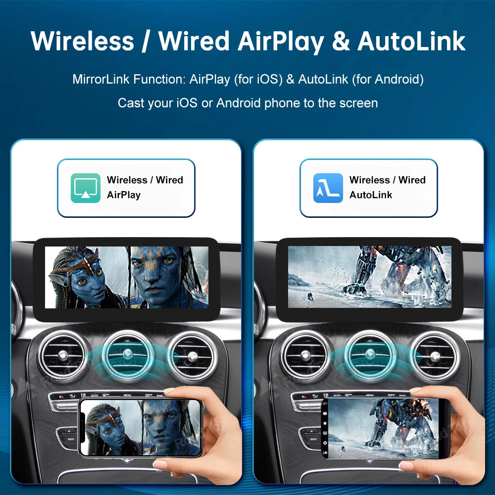 Wrieless CarPlay Android Auto Car Multimedia Screen For Mercedes-Benz W205 W176 GLC A C V  | AUTOKITSHOP