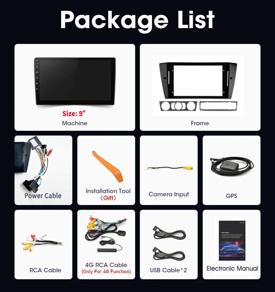 For BMW 3-Series E90 E91 E92 E93 2005-2013 Wireless CarPlay Android Auto Multimedia Naviga