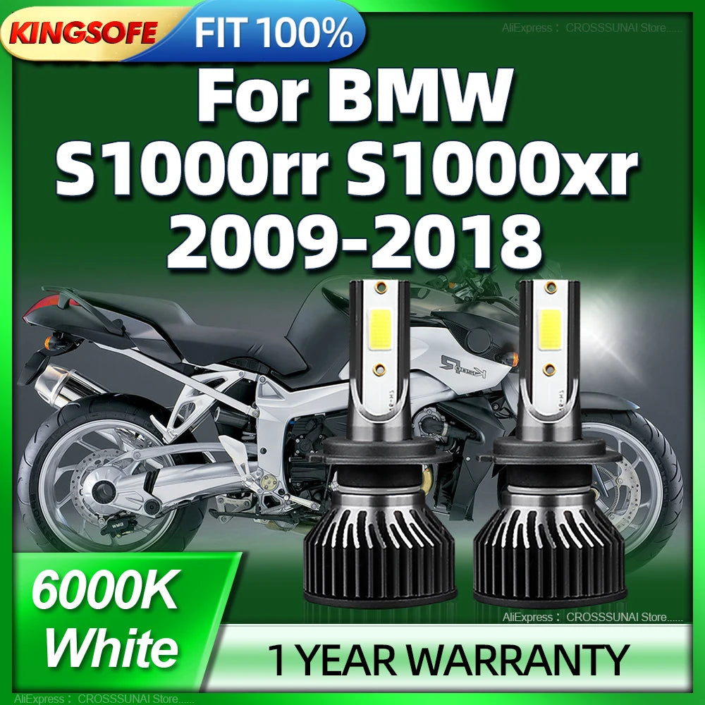 12V Motorcycle 120W H7 LED Headlight Bulbs 6000k For BMW S1000rr S1000xr 2009 2010 2011 20