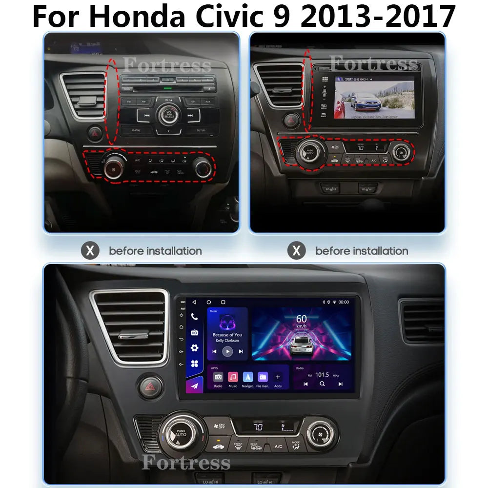 Car Radio Android 16 For Honda Civic 9 2013 2014 2015 2016 Video Player Qualcomm Multimedi