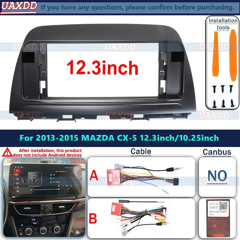 12.3 Inch Car Frame Fascia Adapter Canbus Box Android Fitting Panel Kit For MAZDA CX-5 201