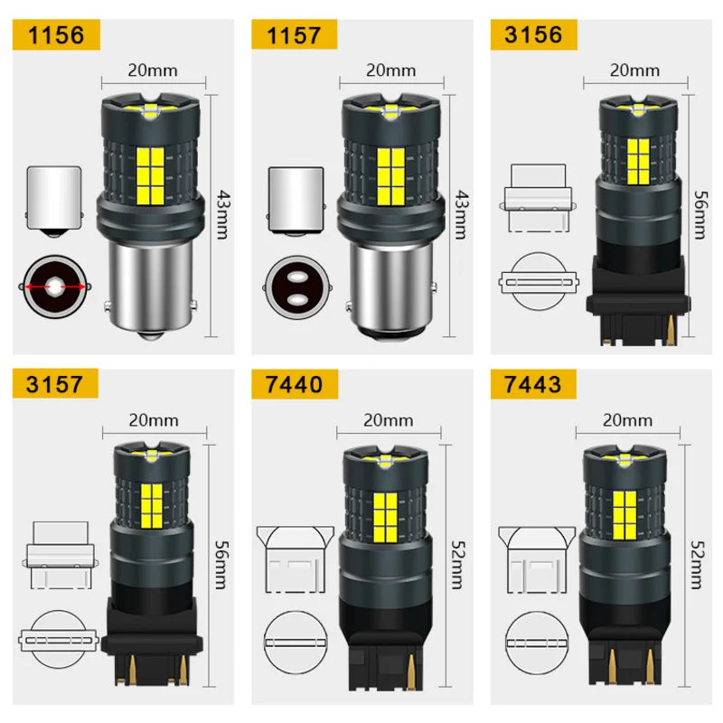 T20 7443 7440 LED Brake Light 1156 1157 Turn Signal 3156 3157 LED Bulbs No Error Red White