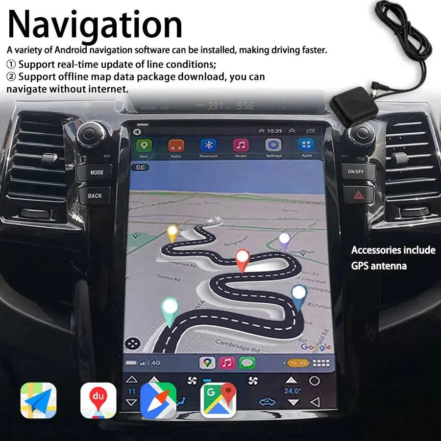 12.1" Vertical Screen Tesla Style Android 15 Car Radio For Toyota Fortuner Hilux 2007- 201