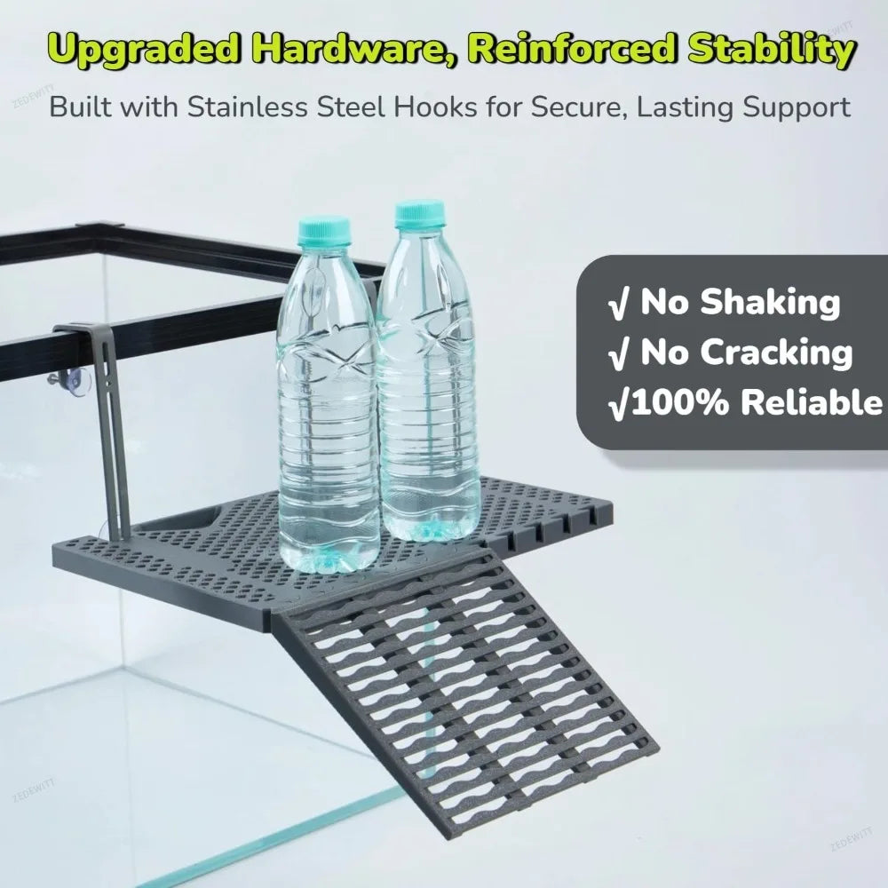 Turtle Tank Hanging Basking Platform Suction Mount Non‑Slip Ramp Rest Dock with Feeding Tray Aqu - Automotive LED Light