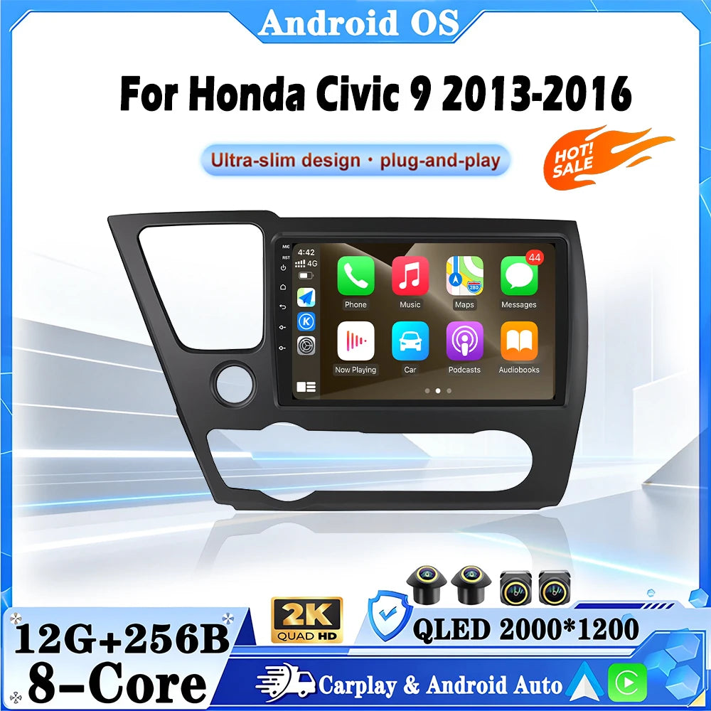 9" For Honda Civic 9 2013-2016 Car Radio Multimedia Player Video Navigation Carplay Stereo