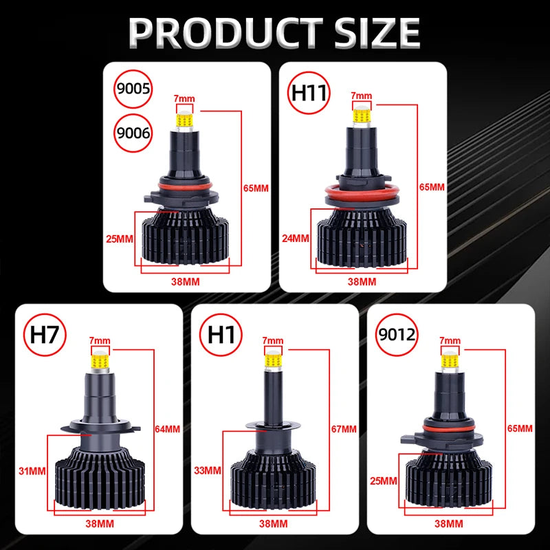 Drivereyes H7 H11 H1 LED Car Headlights H8 H9 9005 HB3 9006 HB4 9012 HIR2 6000K 12V Canbus