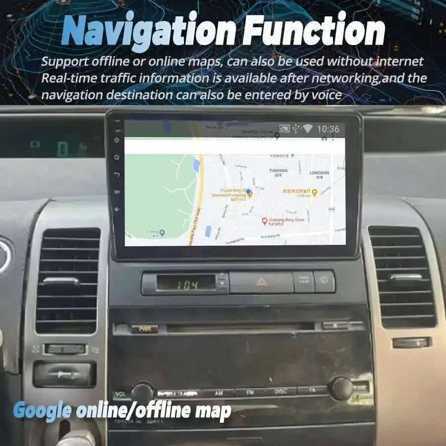 Android 15 Car Radio Stereo 9inch AI Voice CarPlay For Toyota Prius 2006 GPS Navigation Mu