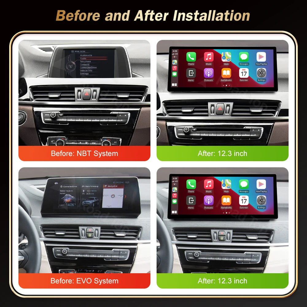 RoadTop 12.3' Wireless Carplay Car Multimedia Touch Screen For BMW X1 F48 2015-2022 NBT EV