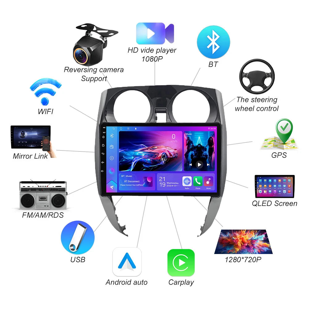 Car Radio For Nissan Note 2 E12 2012-2021 Android 16 Auto Multimedia Carplay Player Gps St | AUTOKITSHOP