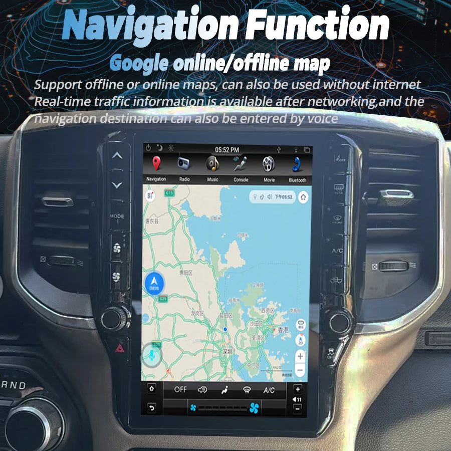 11.6inch Android For Dodge Ram 2019-2021 Carplay Car GPS Multimedia Video Player Radio Ste