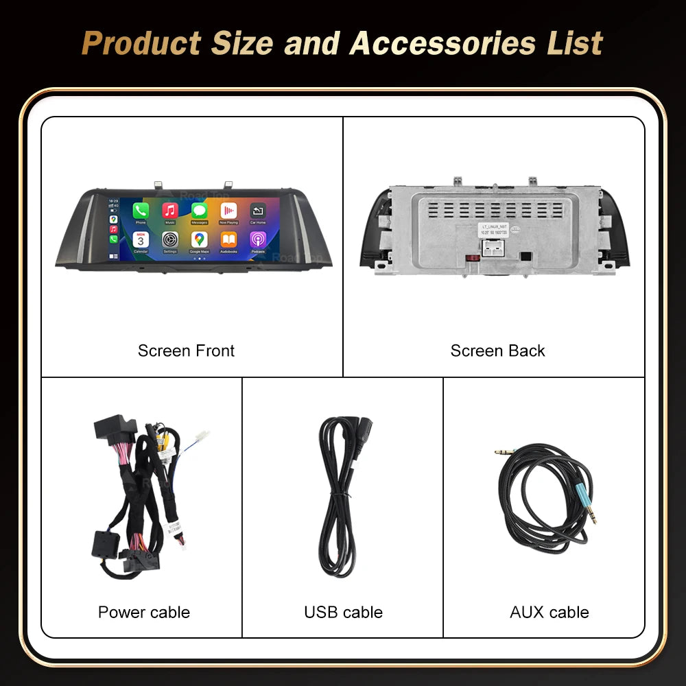 RoadTop 12.3' Car Multimedia Radio Linux Player Wireless CarPlay Android Auto For BMW 5 Se