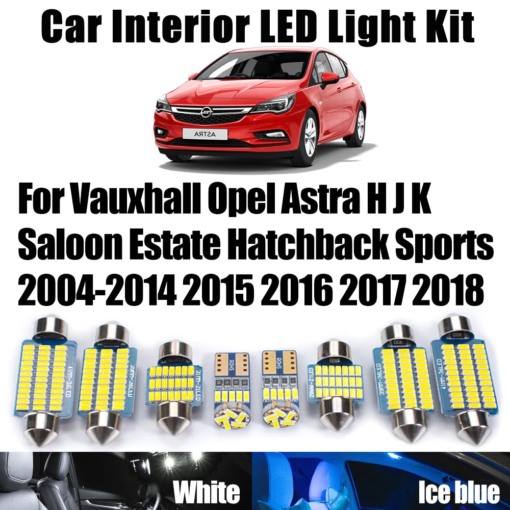 LED Interior Light Kit for Vauxhall Opel Astra H J K Saloon Estate Hatchback Sports 2004-2016 - Canbus Dome Map Door ...