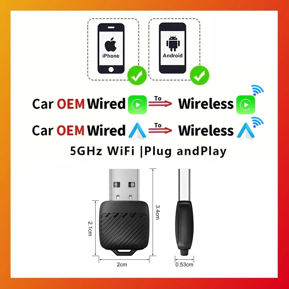 2025 New Adapter 2in1 Mini CarPlay Box Wired To Wireless CarPlay Android Auto Smart Box Bl | AUTOKITSHOP