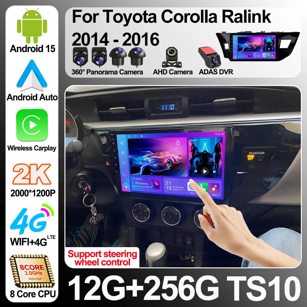Android 16 For Toyota Corolla Ralink 2014-2016 Car Radio Carplay Auto Gps Navigation Car V | AUTOKITSHOP