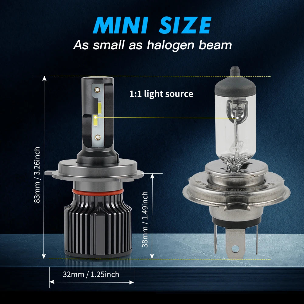 BEVINSEE Ampoule LED H4 H7 H11 50W 6000LM H1 H3 LED Bulb 9004 9007 9008 Hi/Low Beam 9005 H