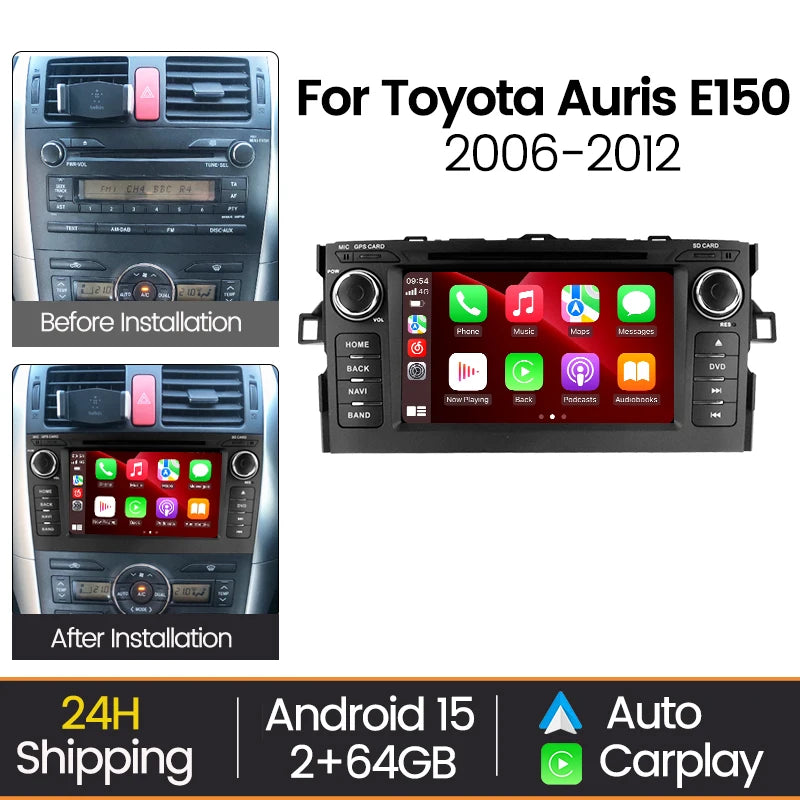 7 Inch Android 15 Wireless Carplay Android Auto Car Radio Stereo for Toyota Auris 2006 - 2 | AUTOKITSHOP