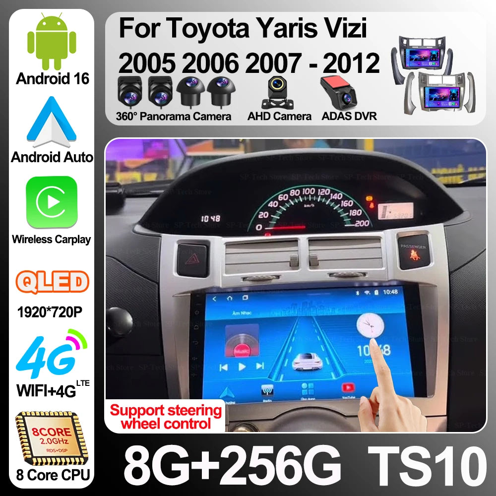 Android 16 For Toyota Yaris Vizi 2005 2006 2007 - 2012 Car Radio Auto Gps Navigator Carpla | AUTOKITSHOP