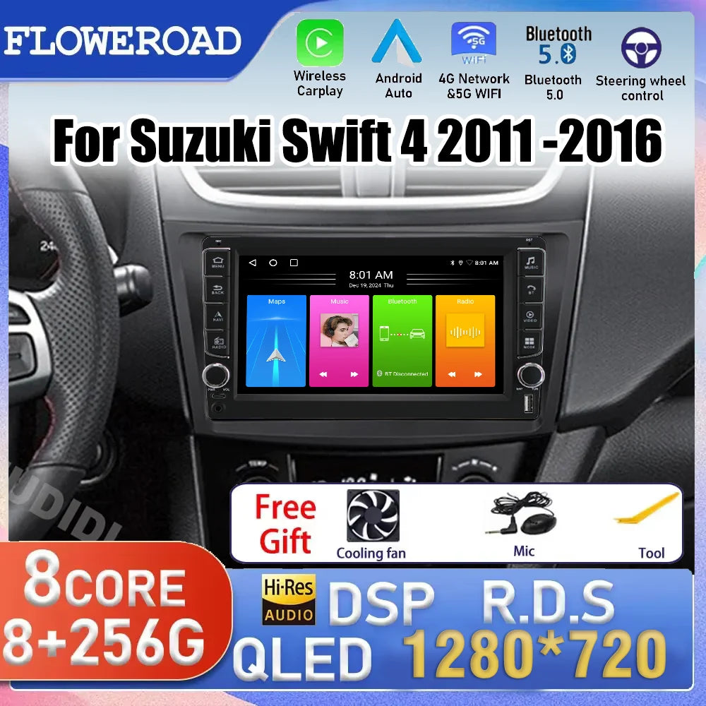 Android 15 Carplay Car Radio Multimedia For Suzuki Swift 4 2011 -2016 Head Unit BT GPS vid | AUTOKITSHOP