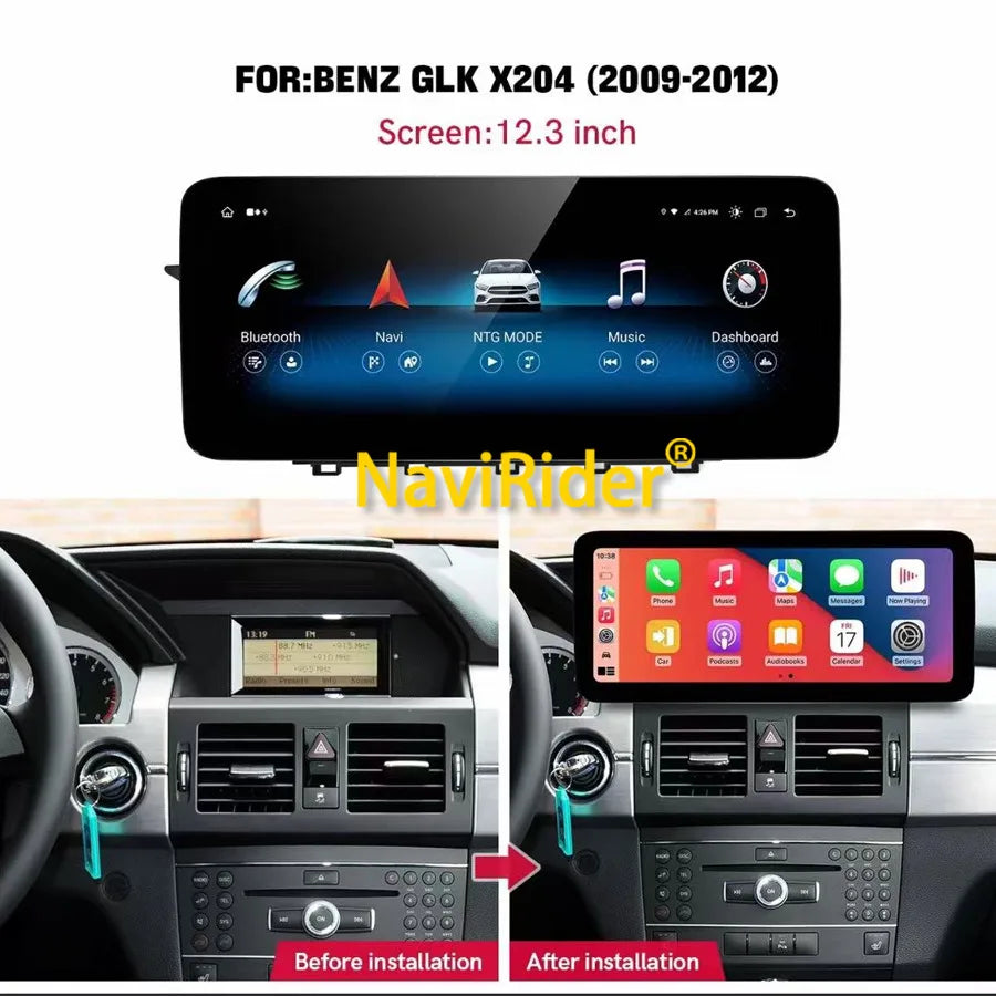 12.3inch Wireless CarPlay IOS Android 15 Car Multimedia Touch Screen For Mercedes Benz GLK | AUTOKITSHOP