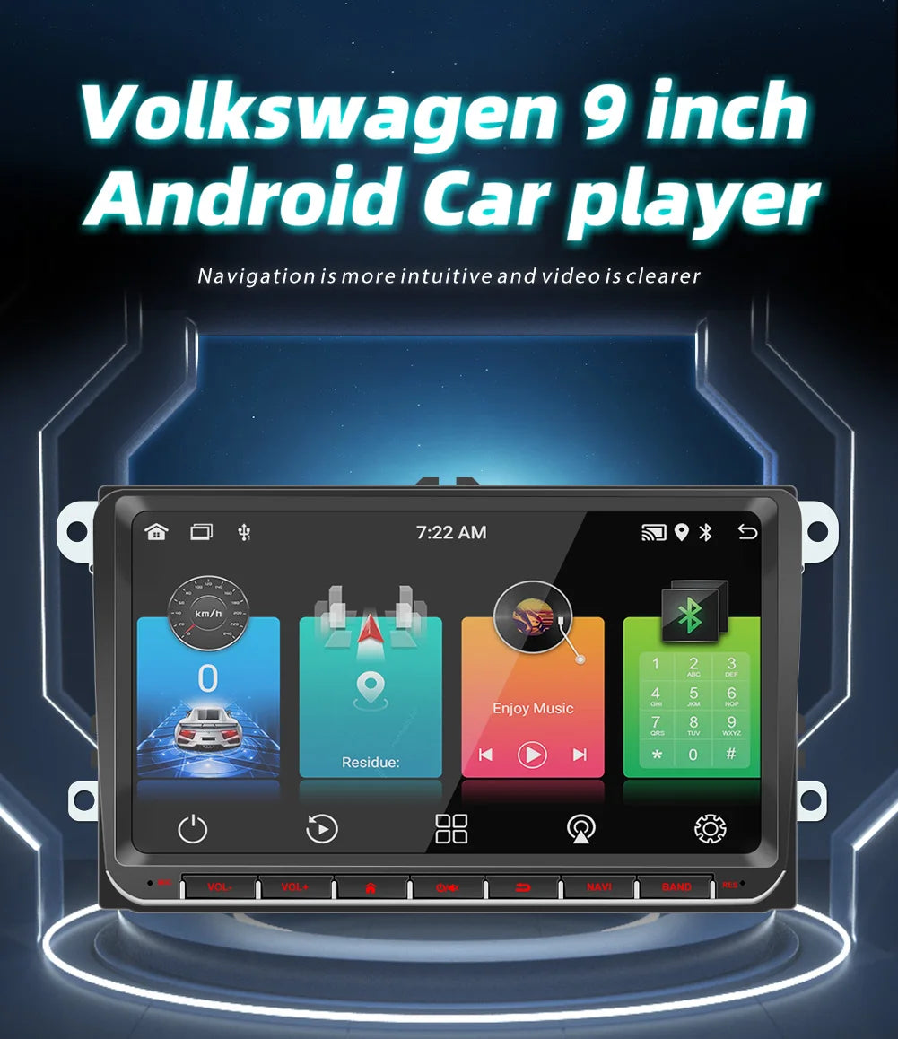 BQCC 9093 9" Car Player For VW Volkswagen Golf Polo Tiguan Passat Mirrorlink WIFI GPS BT Wireless Carplay Quad/Octa Core IPS RDS