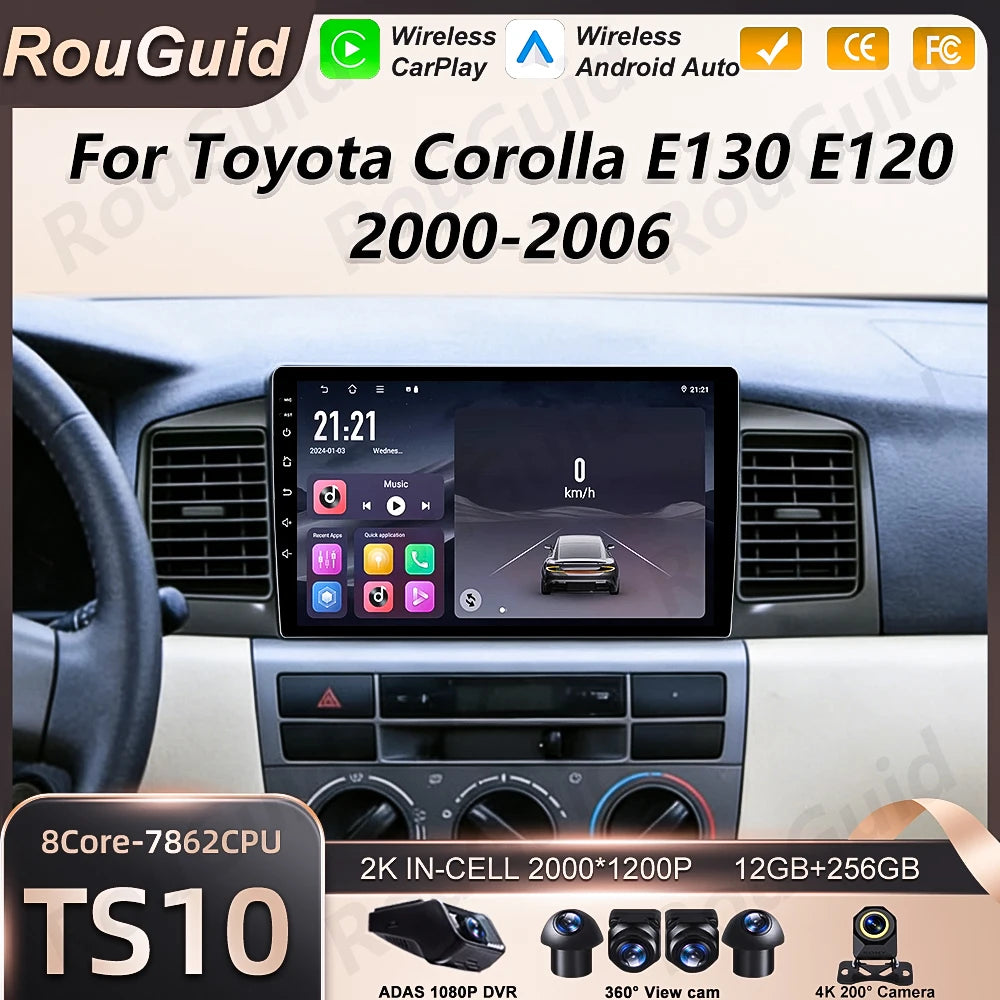 Car Radio Android 16 For Toyota Corolla E130 E120 2000-2006 Carplay Autoradio Stereo DSP M | AUTOKITSHOP