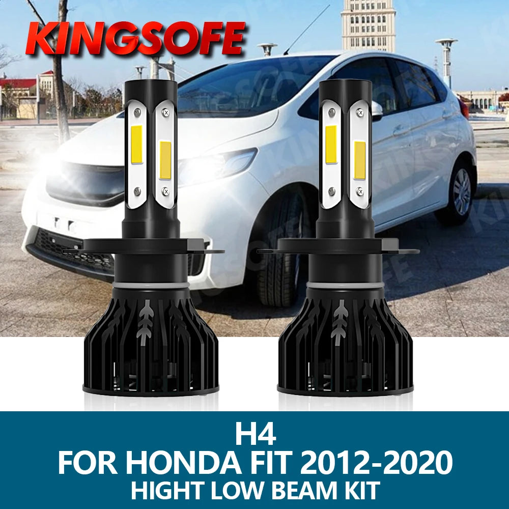 LED Headlight H4 Car Light 6000K White 10000LM 100W 4 Sides COB Chip Hight Low Beam Bulbs