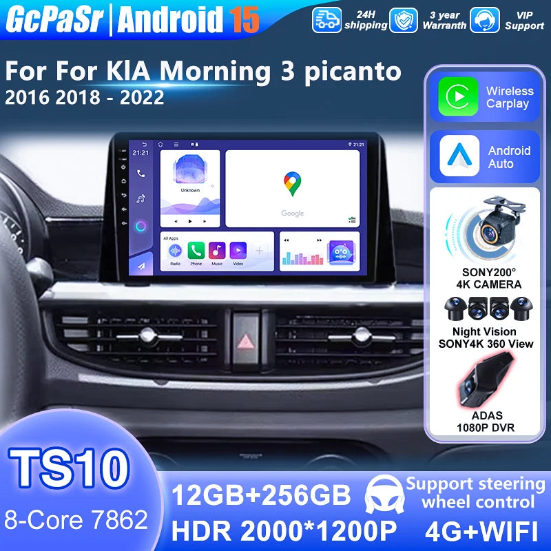 Android Auto Car Radio for KIA Picanto Morning 3 2016 2017 2018 2019 2020 2021 2022 Car St